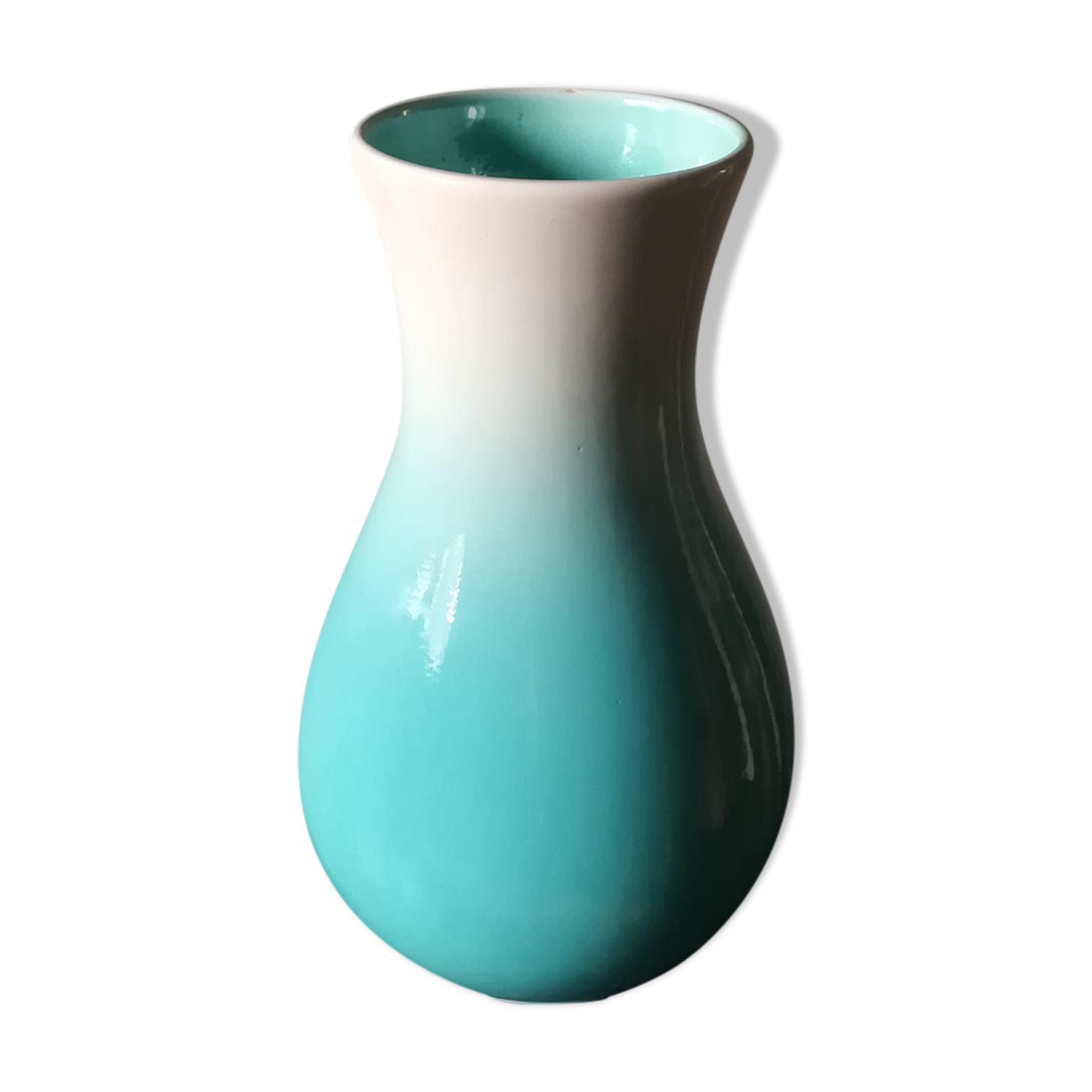 Large vase ceramic signed turquoise blue vallauris Ricard, around 1960.