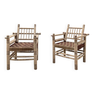 paire de fauteuils en - bois