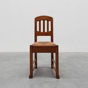 Set of 4 Early Art Deco Oak & Wicker Dining Chairs, Belgium, 1915