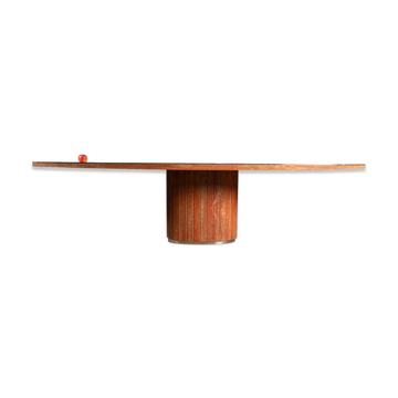 Willy Rizzo. Grande table en travertin rouge orangé. Années 1970