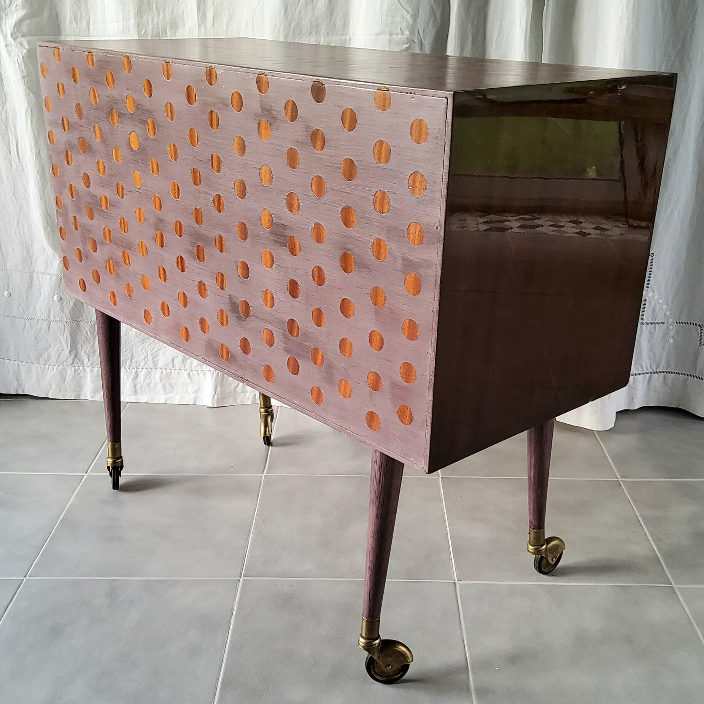 Vintage bar cabinet on casters