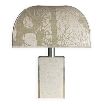 Lampe de table en marbre de travertin, Italie, années 1970