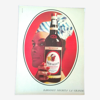 Publicité papier alcool  Rhum Négrita   Bardinet  Bordeaux issue revue d'époque