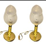 Murano Glass and Brass Table Lamps, 1980s, Set of 2