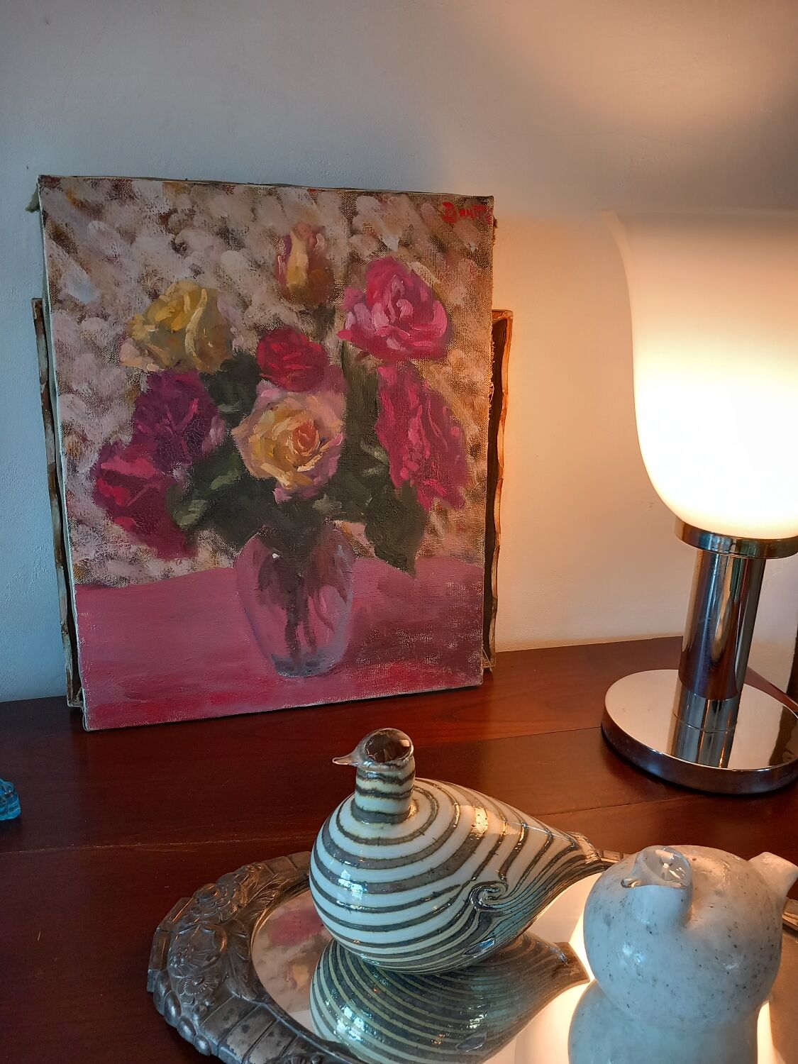 Tableau nature morte au bouquet de roses