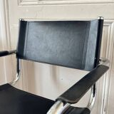 Vintage design armchair in leather and metal