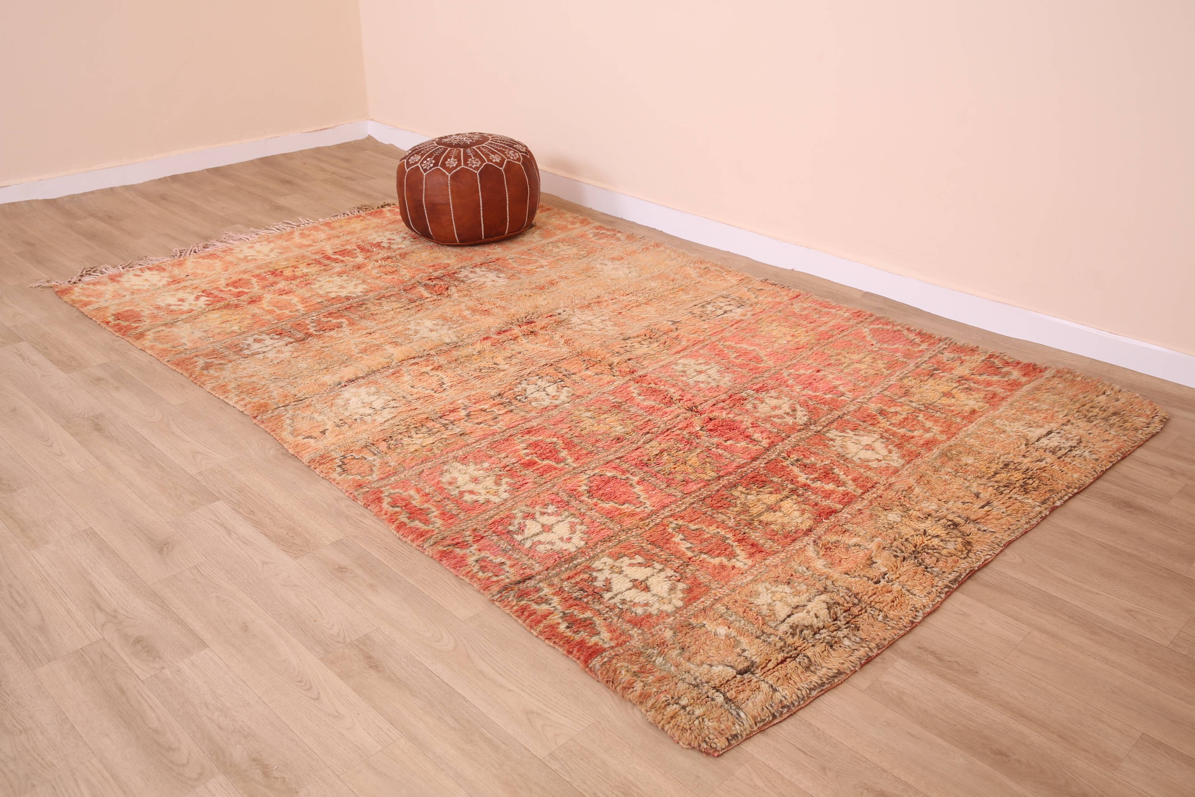 Peach Vintage Moroccan Rug 176 x 287 cm, Berber Wool Rug, Handmade Boho Rug