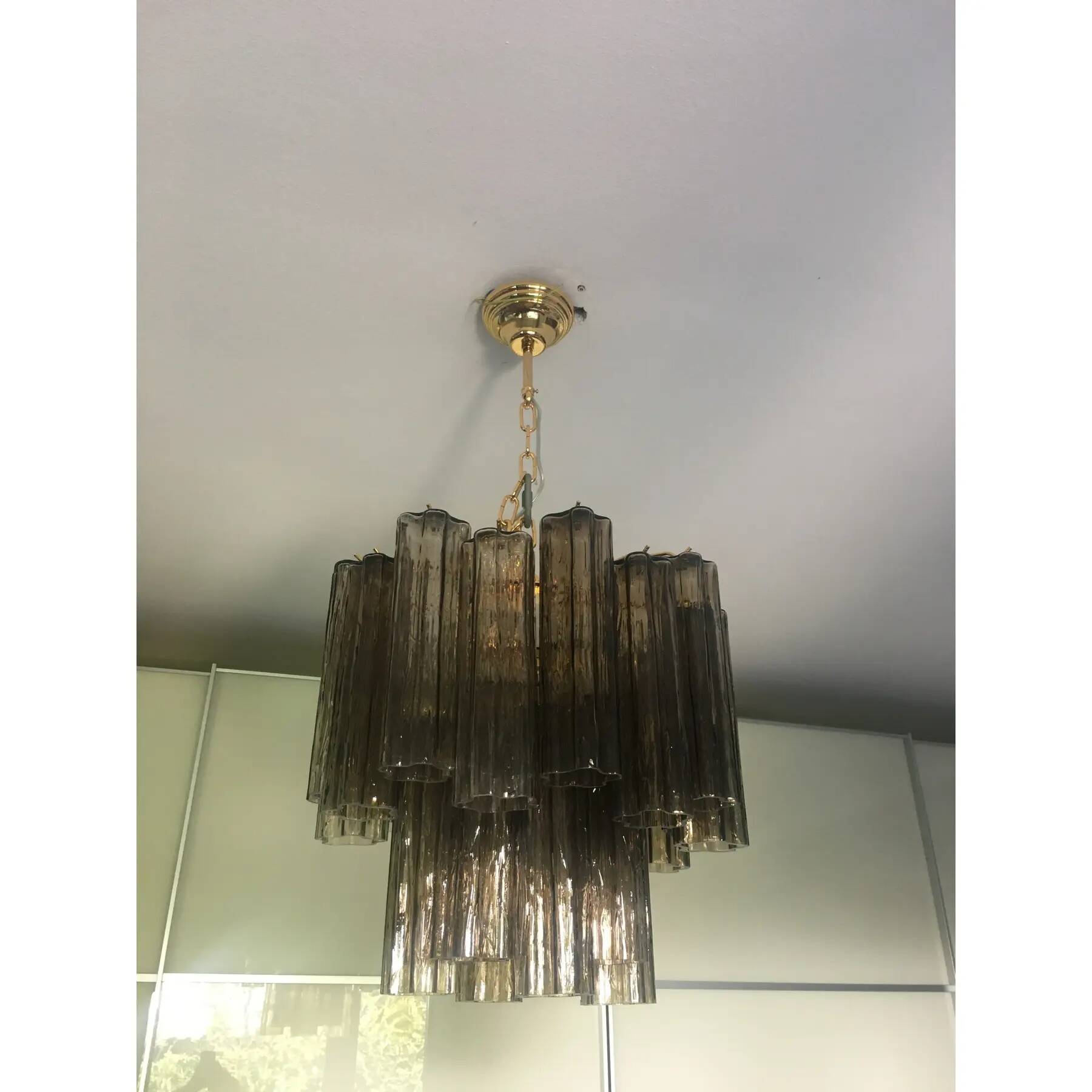 Murano Style Glass Chandelier, Fumé Tone