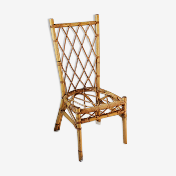 High back vintage rattan chair