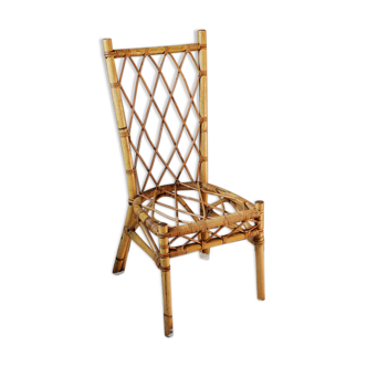 High back vintage rattan chair