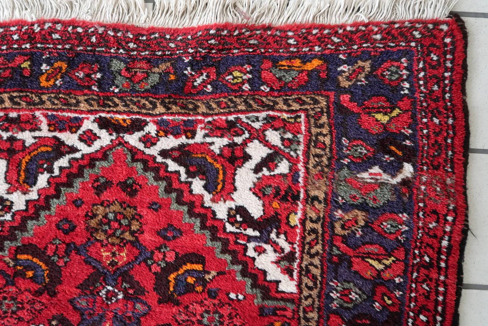 Handmade vintage Persian Hamadan rug 103cm x 142cm 1970s - 1C1170