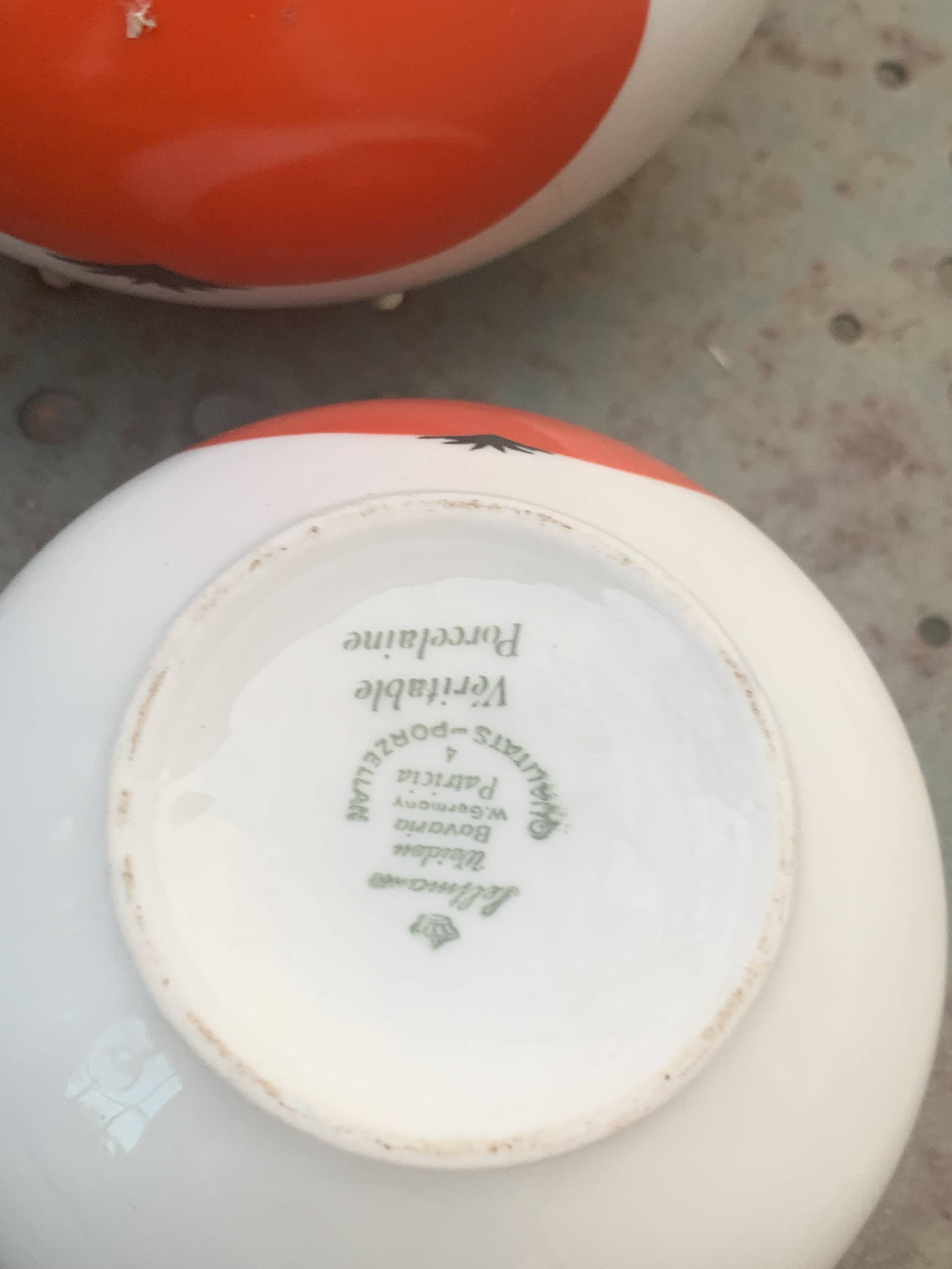 Red apple porcelain coffee service, Patricia model, Lehmann, Weiden, Bavaria