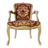 Louis XV style cabriolet armchair - floral velvet seat