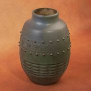 Vase Art déco Charles Greber en grès émaillé brun vert - 1920 - 25 cm