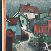 Original Swedish Oil on Canvas – “Stryket, Nordingrå” – Signed – Dated 1959 – Vintage & Framed – 52 × 44 cm (20.5" × 17.3")