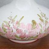 Large glazed terracotta lamp with flower decoration, ceramic signed Maithé