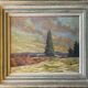 HSP painting "Snow landscape in the village" signed P. Debu dated 1942 + frame