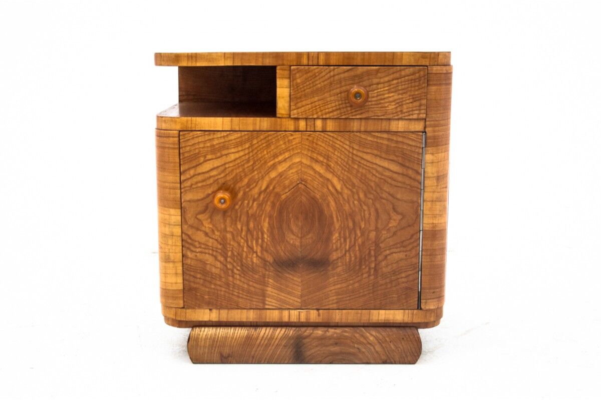 Pair of art deco bedside tables, Poland, 1950s