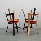 4 chaises en bois, années 1970