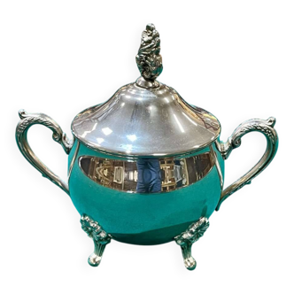 Silver-plated metal sugar bowl from England, 1950s.