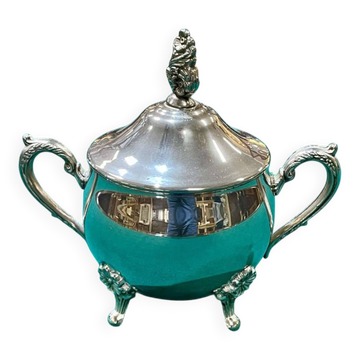 Silver-plated metal sugar bowl from England, 1950s.