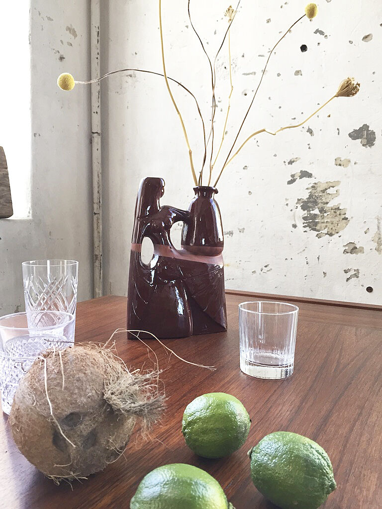 Ceramic pitcher vase polymorphic woman art deco