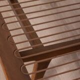 Canapé vintage des années 60 en bois de teck et tissu design danois