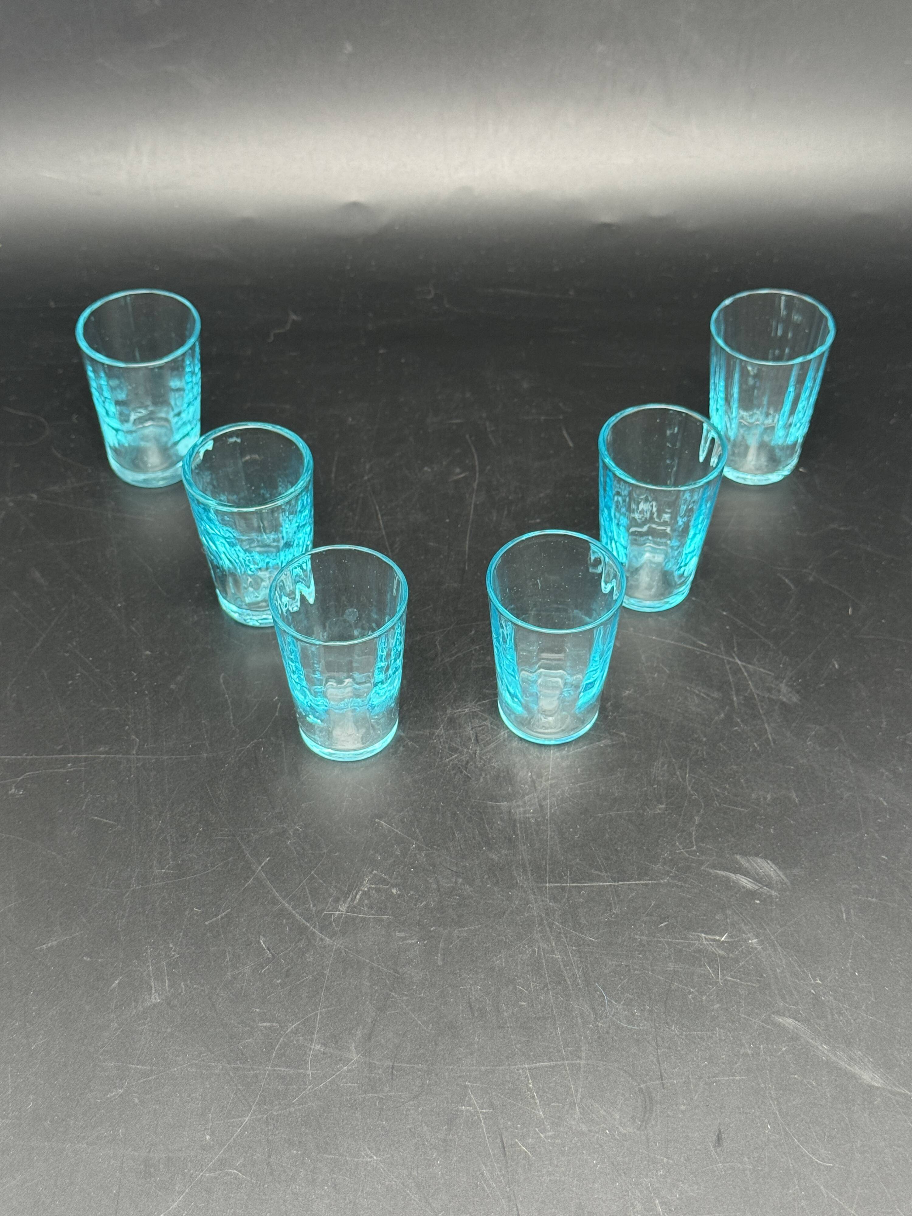 Sky blue glass shot glasses