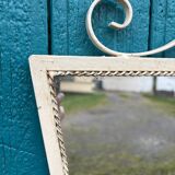 Vintage 1950s ivory metal mirror