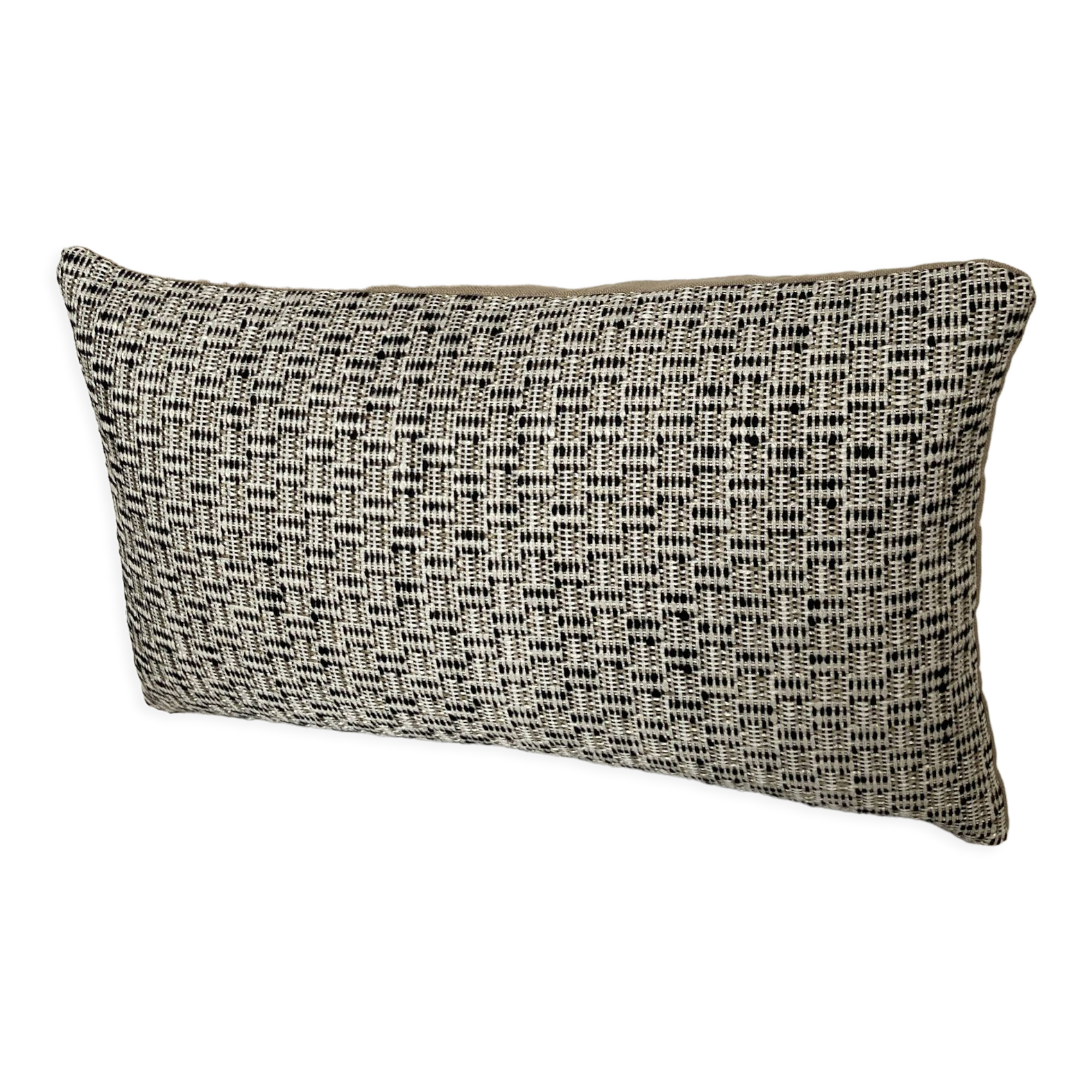 Bi-sided cushion beige black white pattern