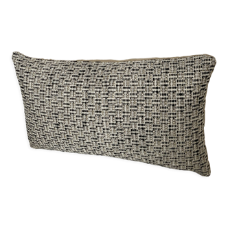 Coussin bi face beige noir blanc motif