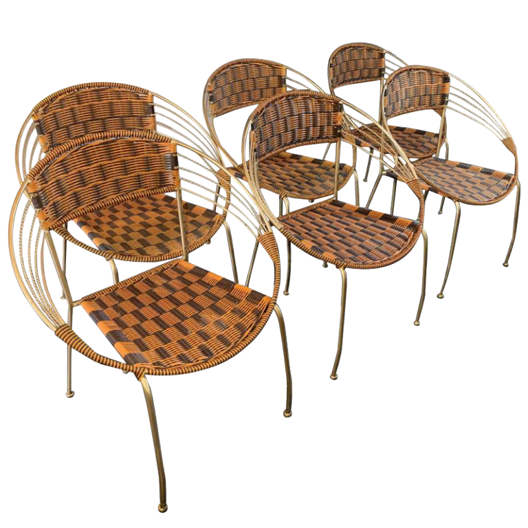Series of 6 garden armchairs and patio Scoubidou', Italian Vintage Design 1950s