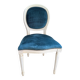 Vintage Louis XVI style chair in petrol blue velvet and patinated wood