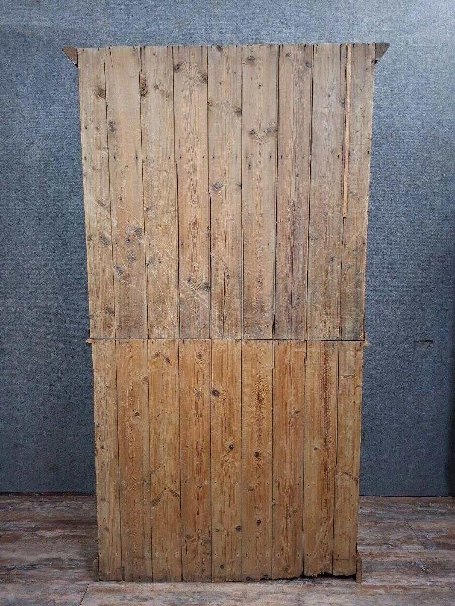 Two-body antique buffet in solid pine – glazed dresser – country style