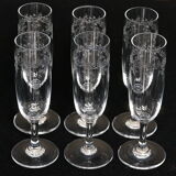 Suite of 6 Baccarat crystal flutes, model Sévigné, signed