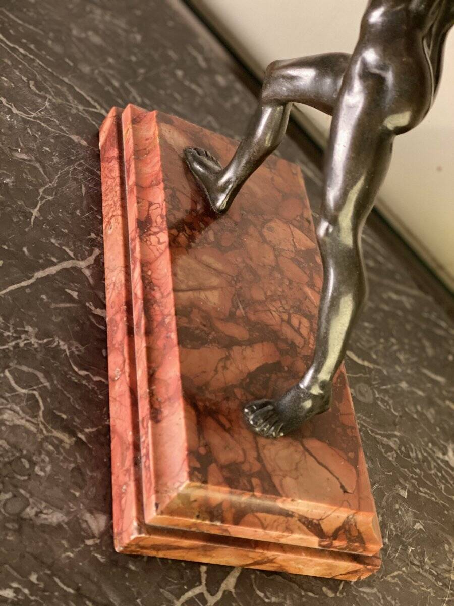 Borghese Gladiator, bronze after the antique on a marble base
