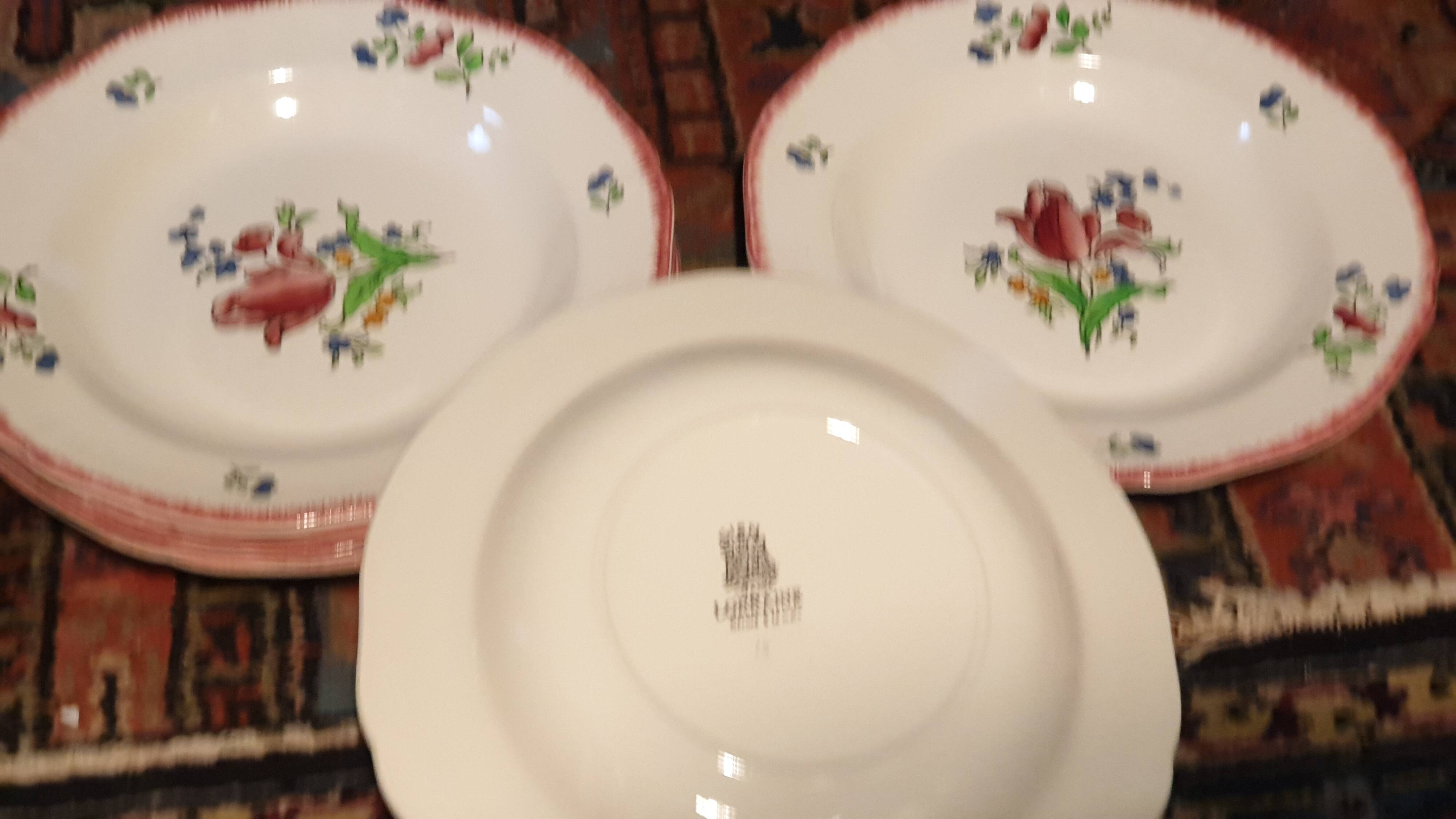 Faience plates of gien floral decoration