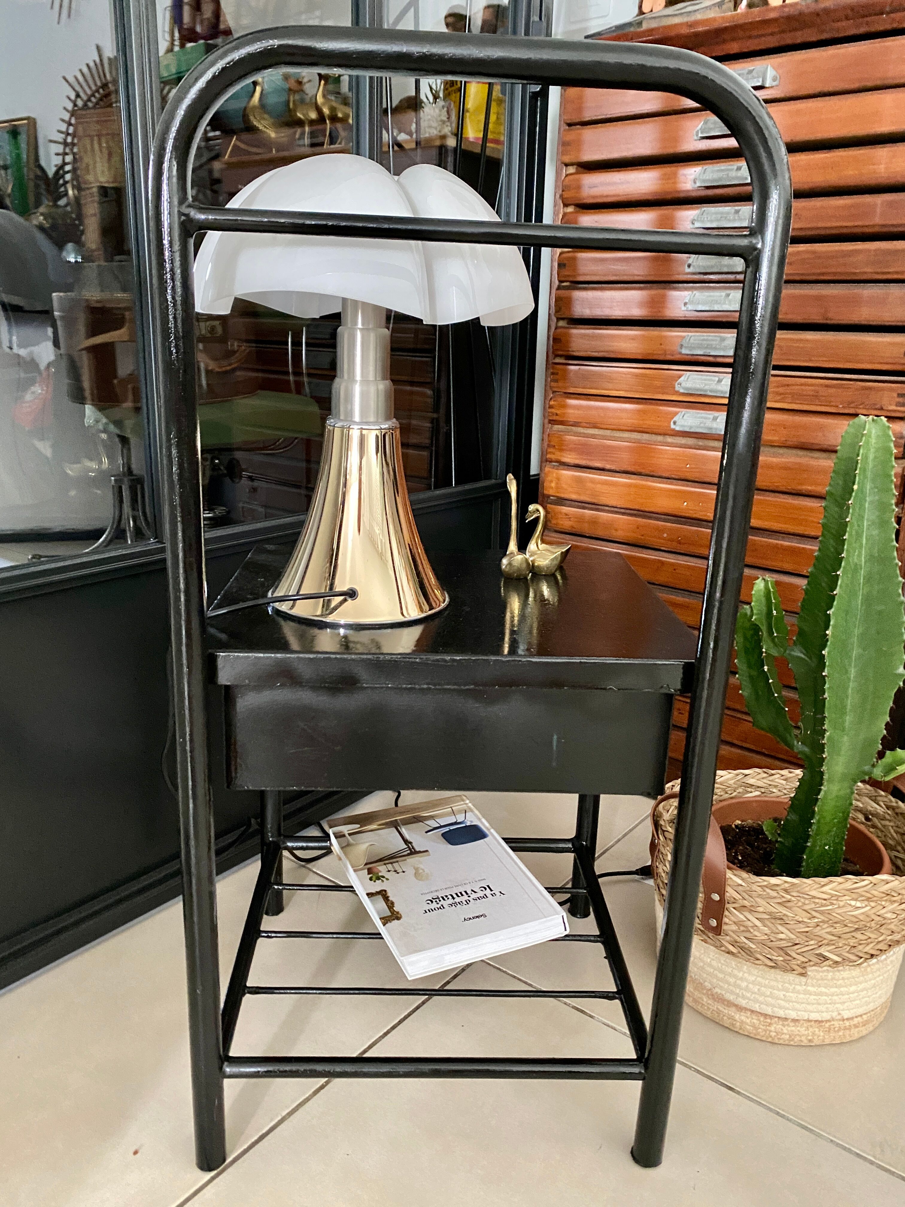 Vintage boarding school bedside table