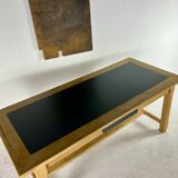 Oak farmhouse table, black top