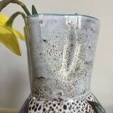 Pichet fleuri en céramique emaillée vallauris décor main