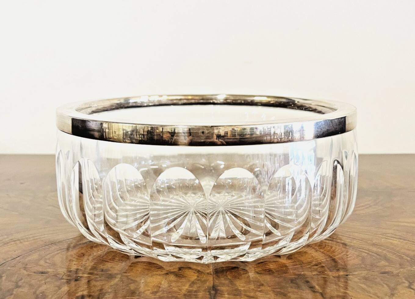 Jezler 800 Cut Crystal and Silver Fruit Bowl