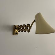 Cream metal and brass wall lamp with scissors design by Karl Lang for SIS Licht, 1950s, Germany.