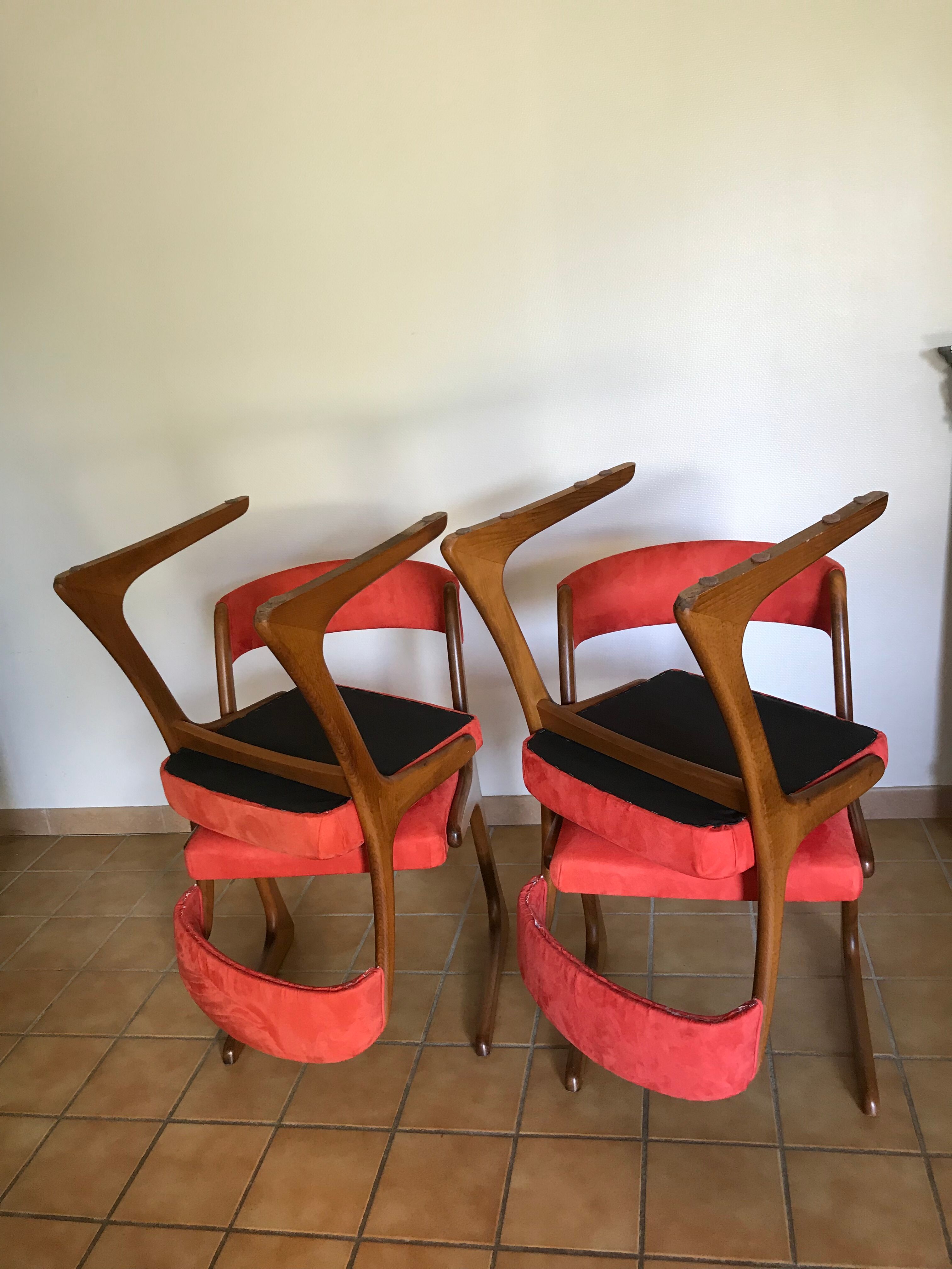 4 vintage teak chairs