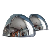 Pair of vintage chromed metal half-moon wall lamp