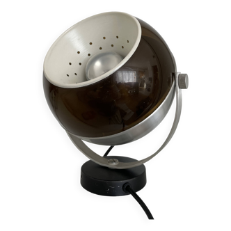 Lampe, applique eyeball en plexiglas marron et chrome par Dijkstra, 1970