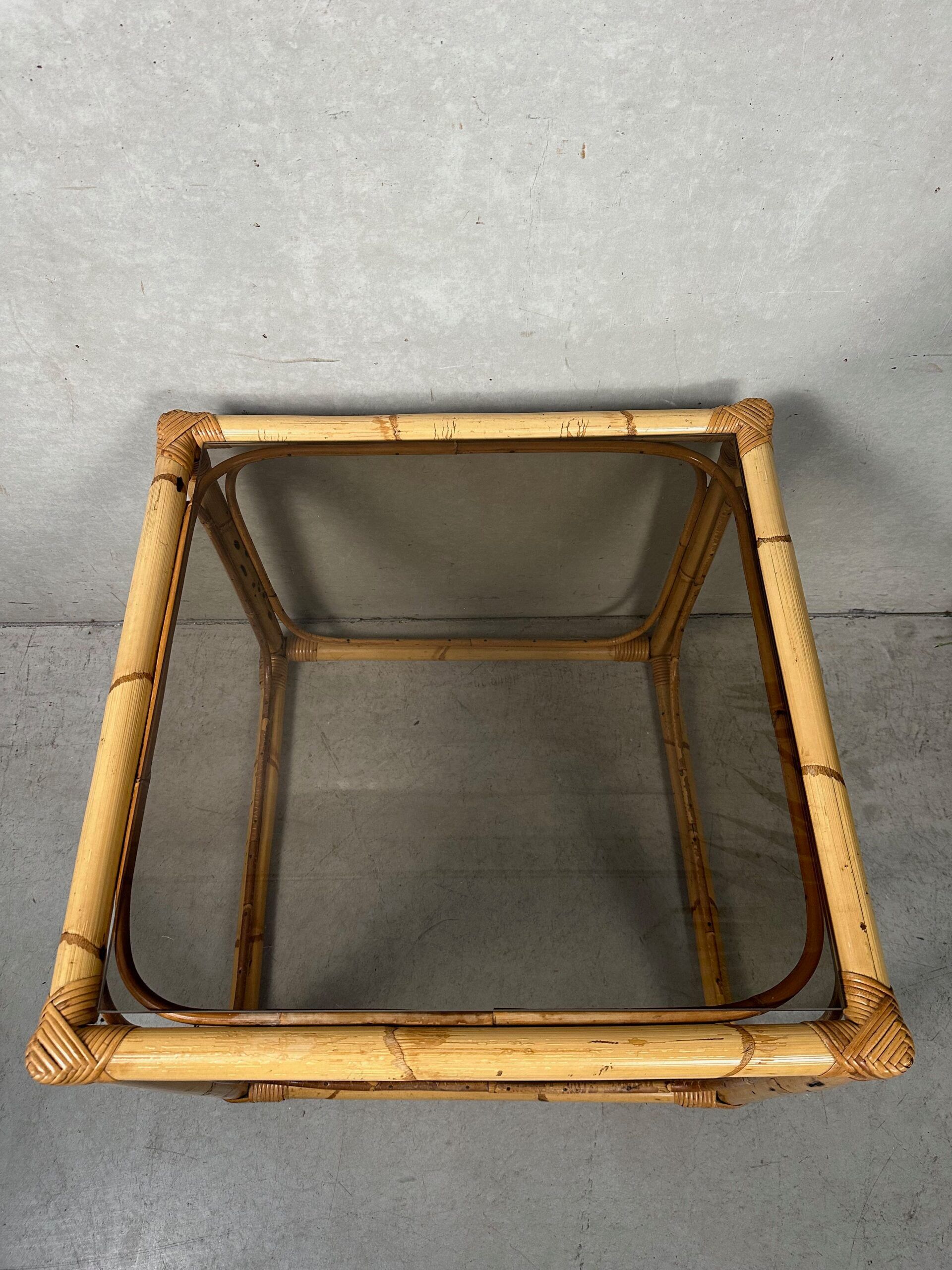 Vintage side table – bamboo and glass