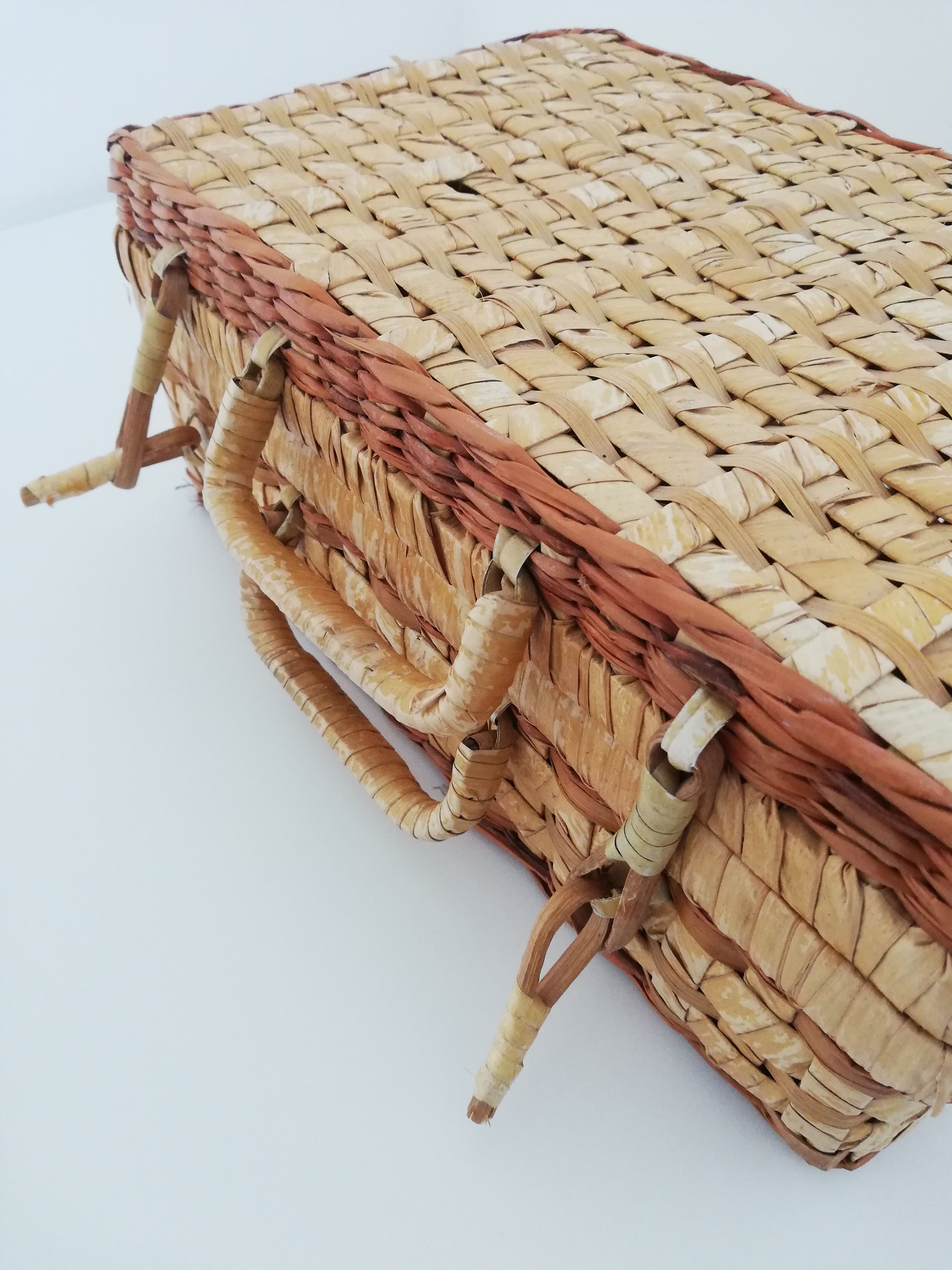Vintage wicker suitcase