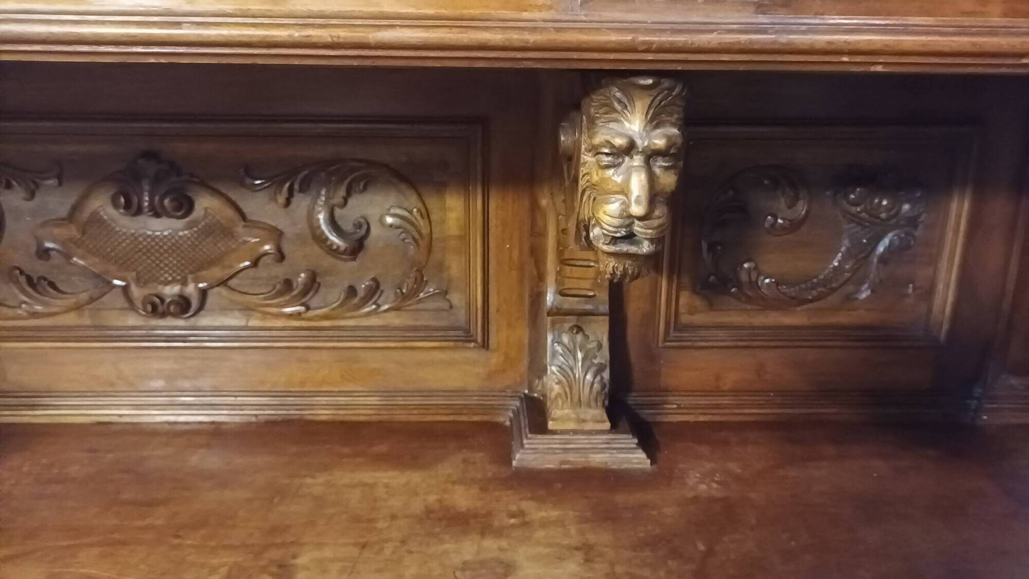 19th-century Renaissance walnut two-body buffet