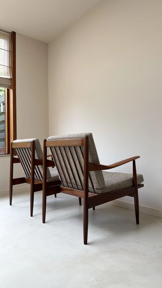 Two Vintage Danish Teak Wooden Armchairs