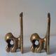 Super rare pair of brutalist brass bookends by David Marshall.